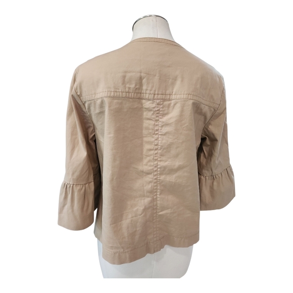 Ann Taylor Tan Button Front Ruffle Sleeve Jacket Size Small - Picture 4 of 8